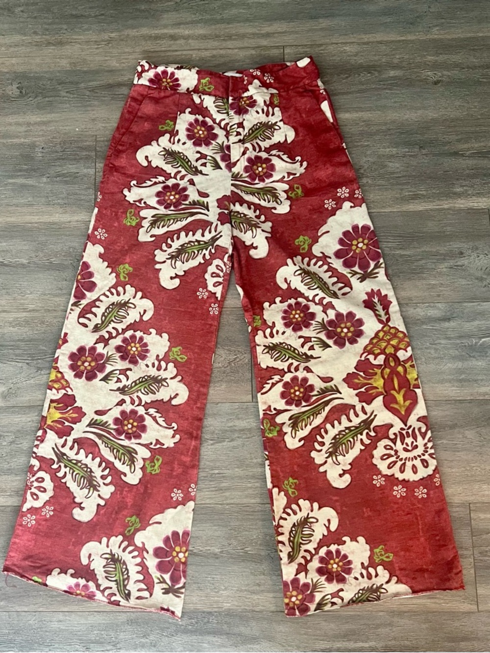 Zara Red Floral Print Trousers